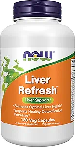NOW Foods Supplements, Liver Refresh™ with Milk Thistle Extract and unique Herb-Enzyme blend, 180 Veg Capsules