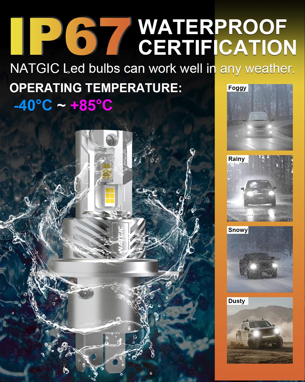 Ampoule de Phare de H4 LED, Ampoule de Phare 9003 LED sans Fil +500% de Luminosité 20000LM 100W 6500k Xénon Blanc HB2 LED Conversion Kit Voiture LED Feux de Route/Croisement
