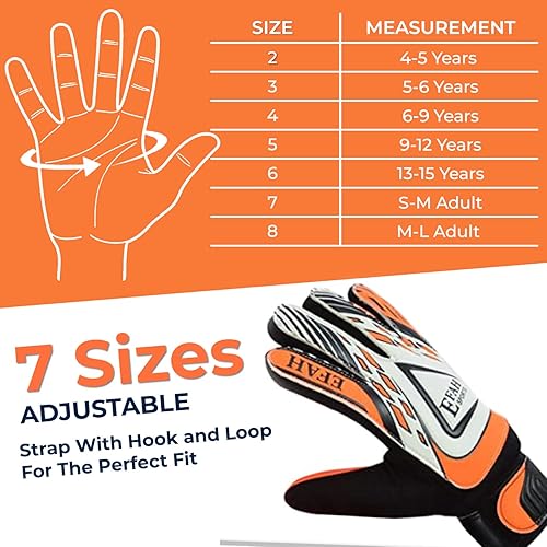 Miniatura 10 de EFAH SPORTS Soccer Goalie Goalkeeper Gloves for Kids Boys Children Football Gloves with Strong Grips Palms