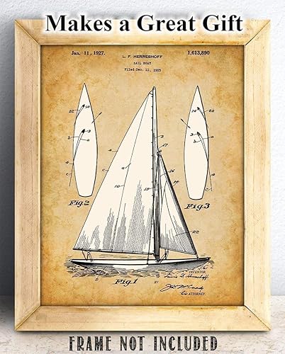 Miniatura 5 de Sail Boat - 11x14 Unframed Patent Print - Makes a Great Lake House or Cabin Decor and Gift Under $15 for Sailors and Sailing Enthusiasts