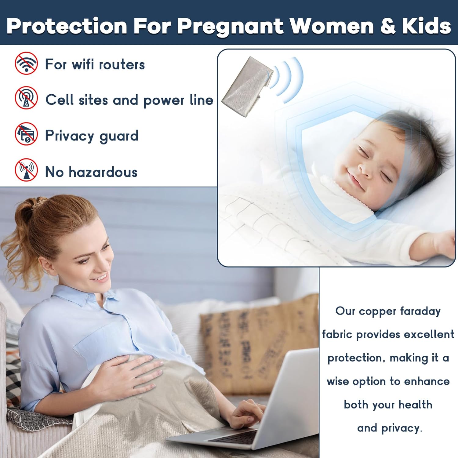 Faraday Fabric 43” x 196.8”, Military Grade Signal Blocking Cloth Shields, Conductive Material Cover for WiFi, Cell, Bluetooth, RFID, EMP Protection with Faraday Tape