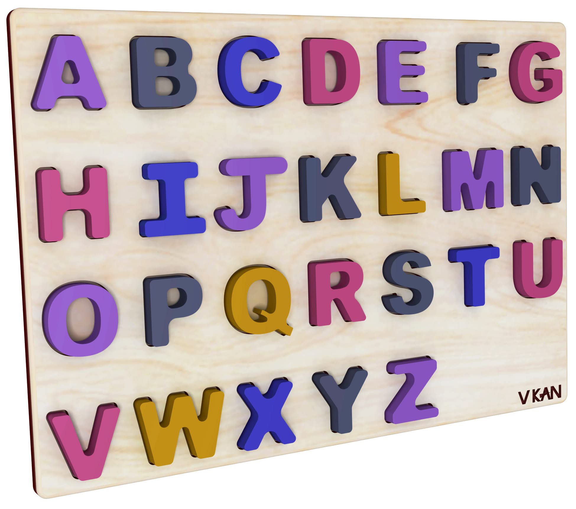 V KAN Wooden English Alphabet Uppercase Puzzle Board, Wooden Alphabets for Kids, ABCD Puzzle for Kids, Alphabets Puzzle for Kids
