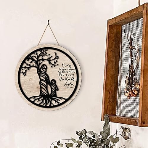 Miniatura 5 de Árbol de la madre personalizado para el día de la madre, letrero de pared personalizado de madera para mamá, regalos familiares para mamá, papá,