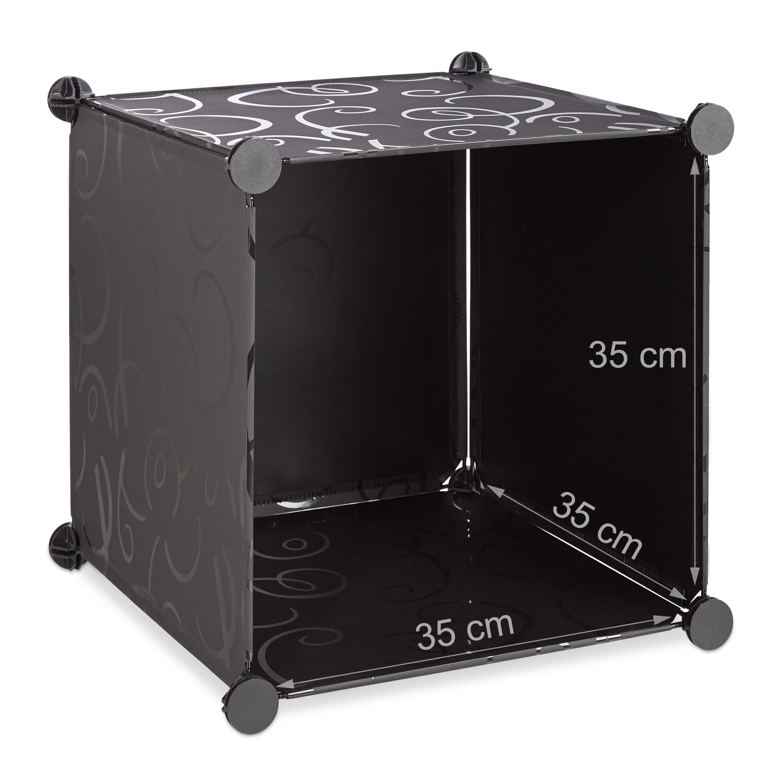 Relaxdays Regalsystem Kleiderschrank mit 11 Fächern, Garderobe mit 2 Kleiderstangen, DIY Kunststoff Steckregal, schwarz, 37 x 110 x 181 cm