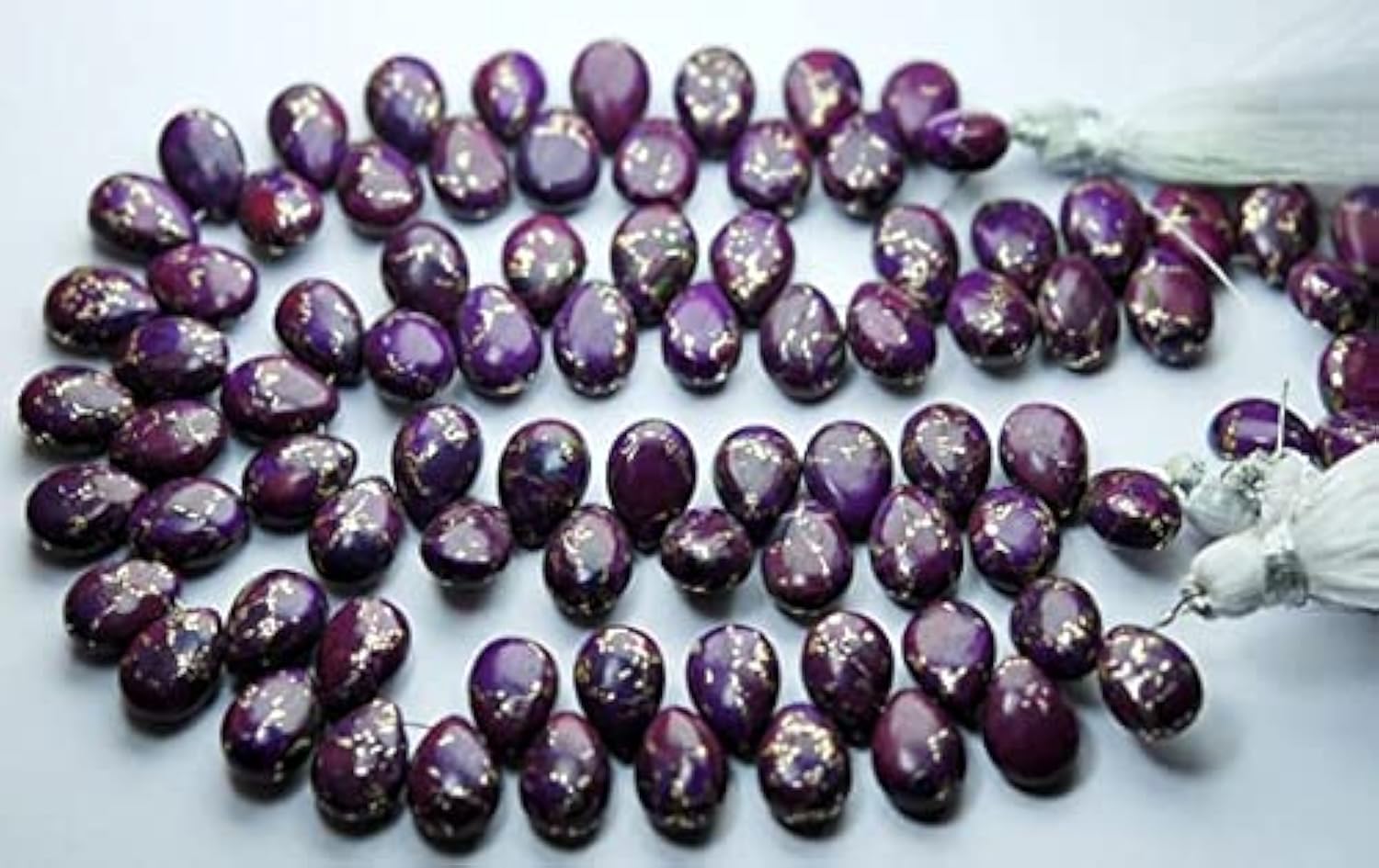 Turquoise cuivrée violette 8x12mm pour boucles d'oreilles poire lisse LKBEADS