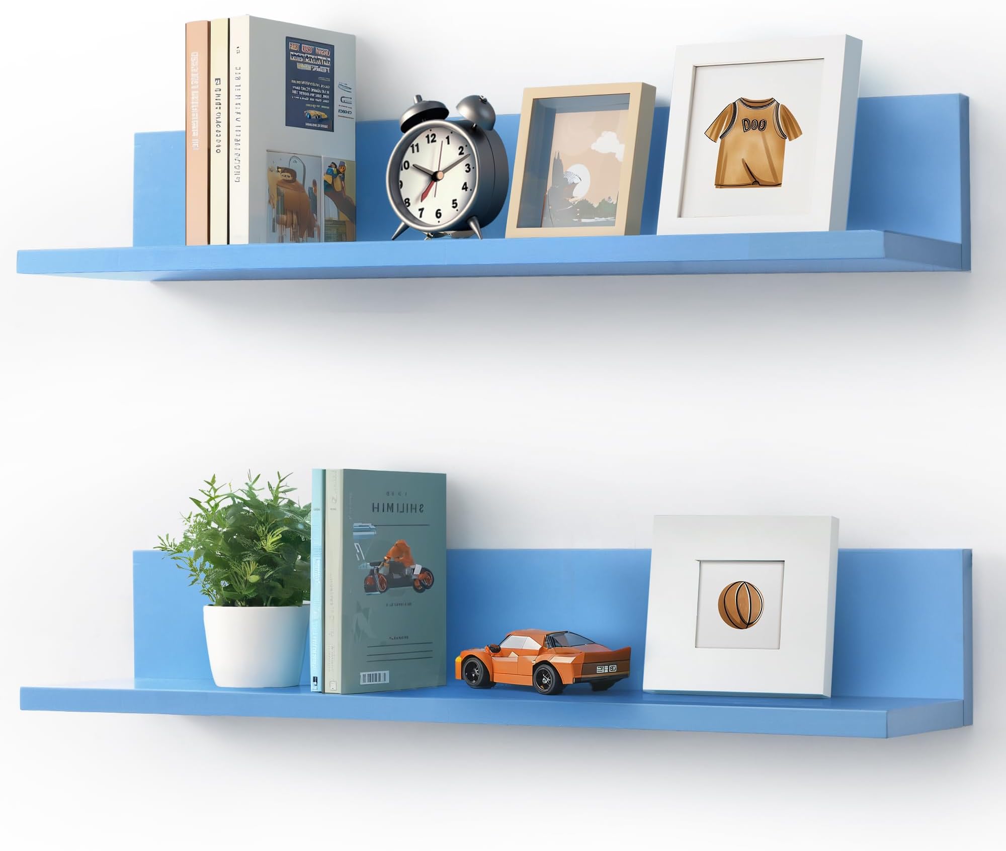Set Di 4 Mensole Galleggianti In Legno Noce 40 Cm Con Bordo Anticaduta – Ideali Per Camerette, Soggiorno E Bagno