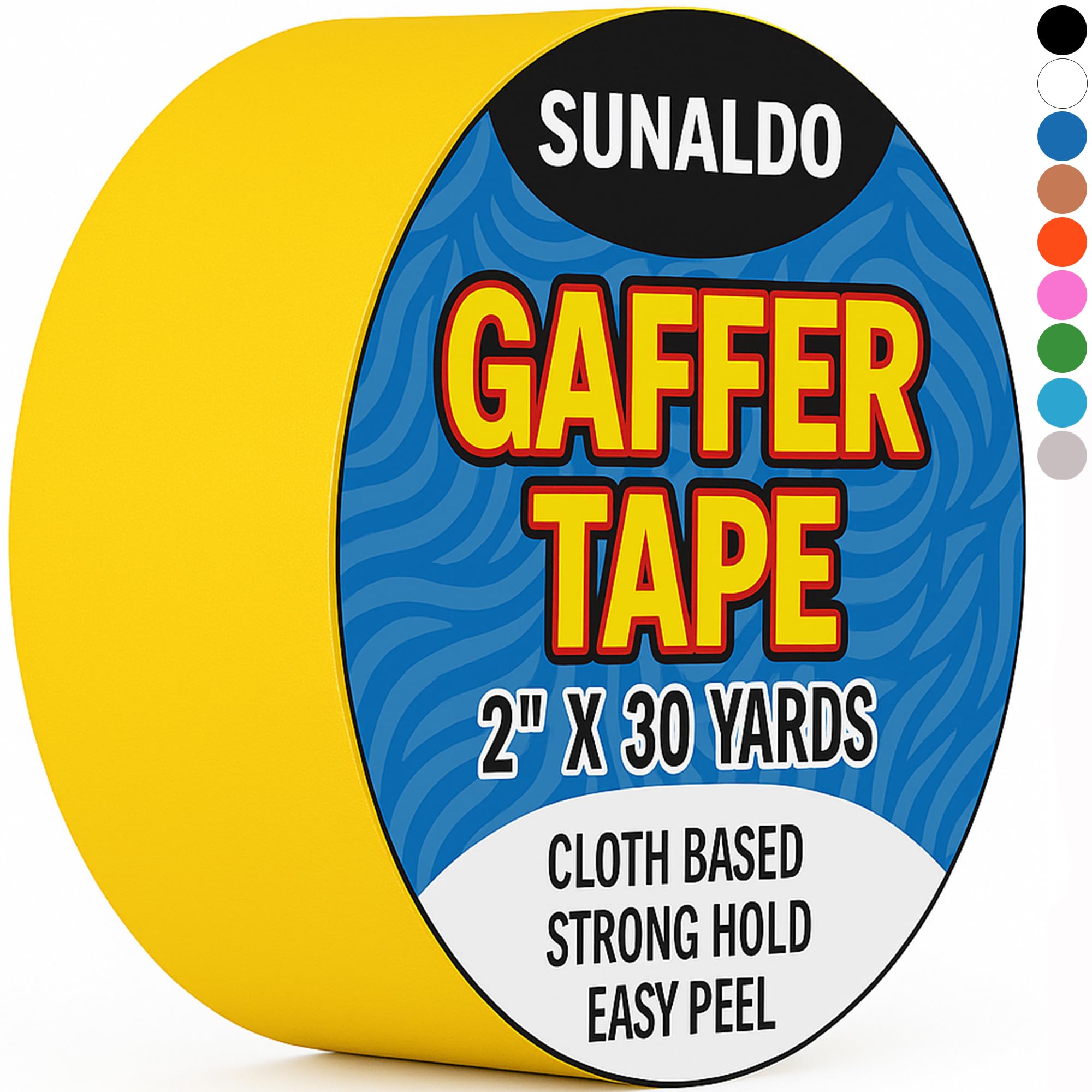 SUNALDO Gaffers Tape Heavy Duty, Easy to Rip, Residue-Free Professional Grade Floor Tape for Electrical Cords, Matte Finish Non Reflective, Weather