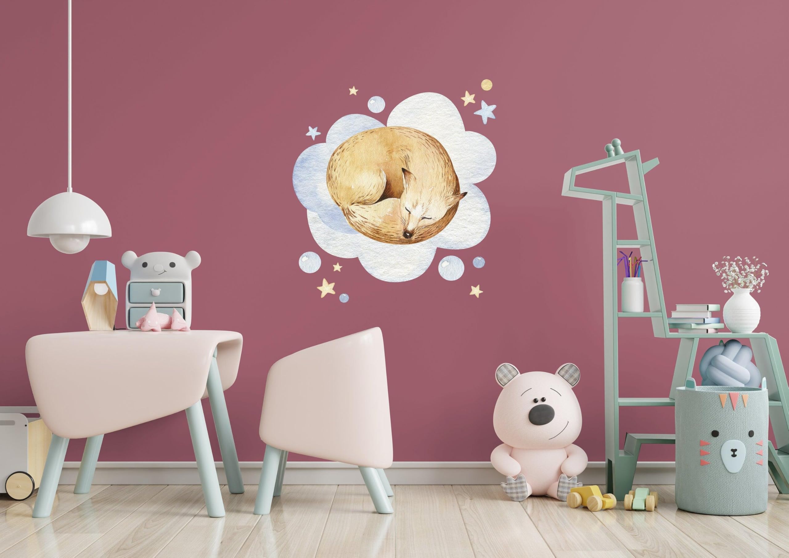 Adhesivo de pared para habitación de bebé, diseño de nube de animales, para habitación de niño y niña, certificado junior