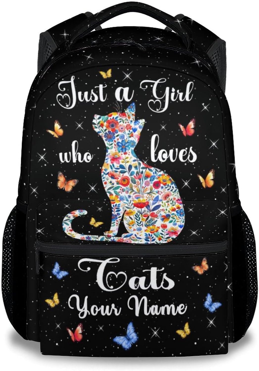 Custom Kids Backpack for Preschool - 17 Inch Large Capacity Cat Backpacks for Girls - Durable Bookbag for Kindergarten
