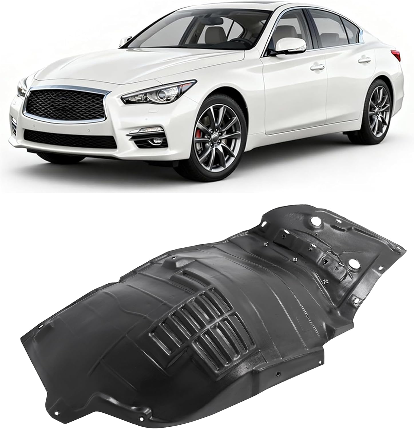 ALMULOO Front Fender Liner Compatible with 2014-2023 Infiniti Q50 Driver Side Wheel Liner Splash Shield Replacement for 638414GA0B IN1248128