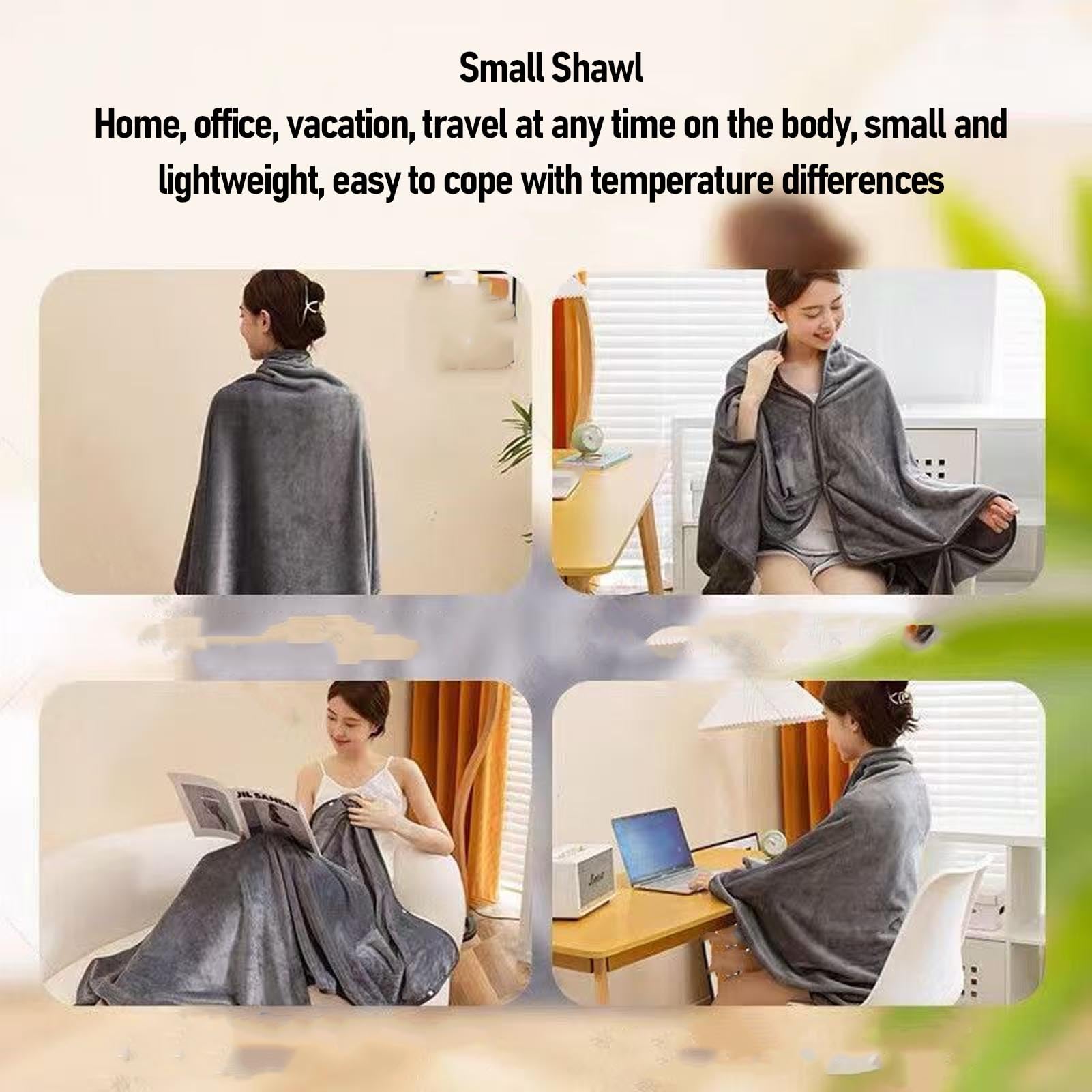 Coperta Elettrica Riscaldante Scialle Indossabile in Pile con
