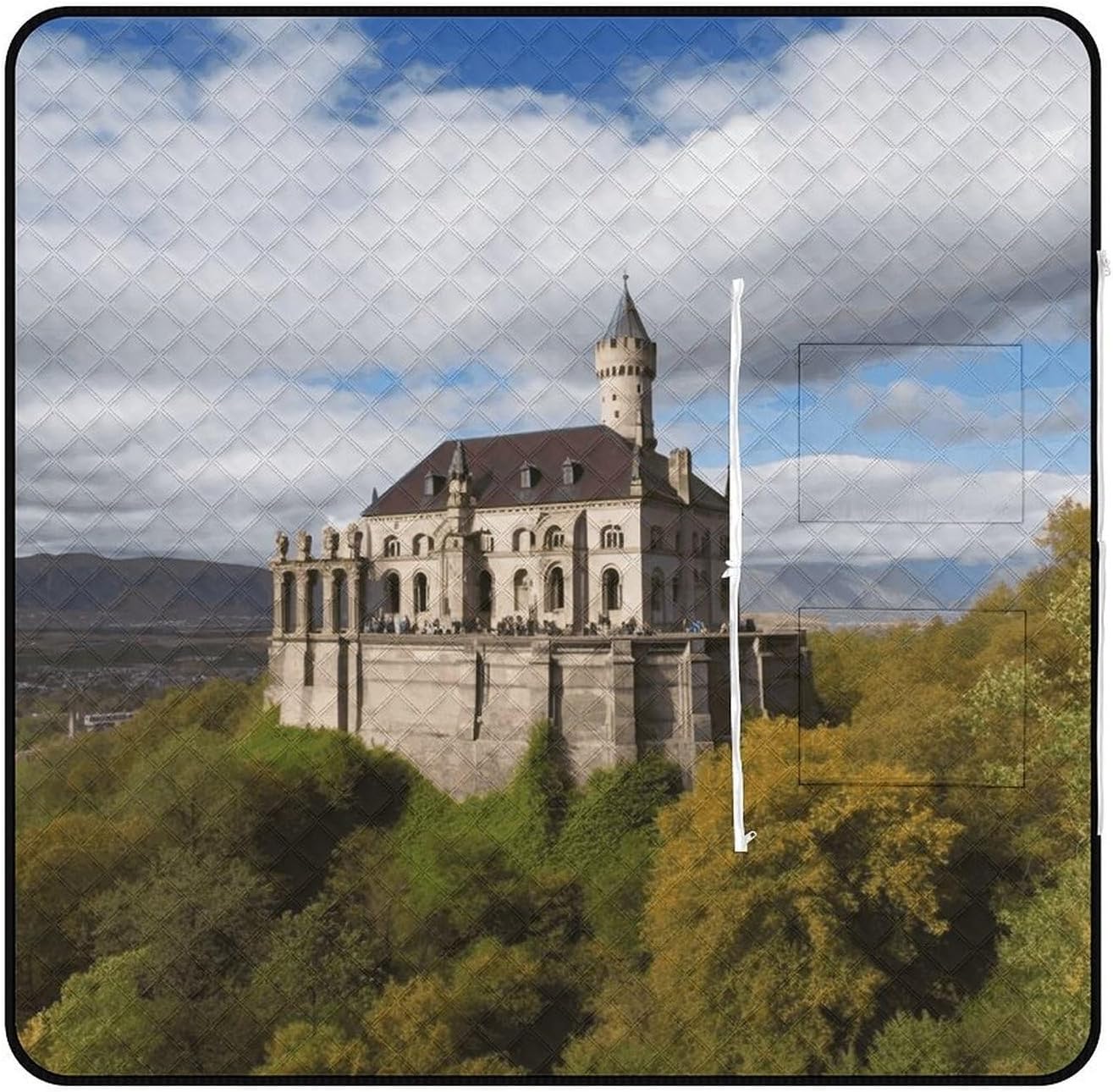 Historical Monuments of Armenia Picnic Blanket with Zipper Water Resistant Sand Free Picnic Mat Washable Foldable Easy Carry Beach Blanket for Lawn Beach Hiking Camping