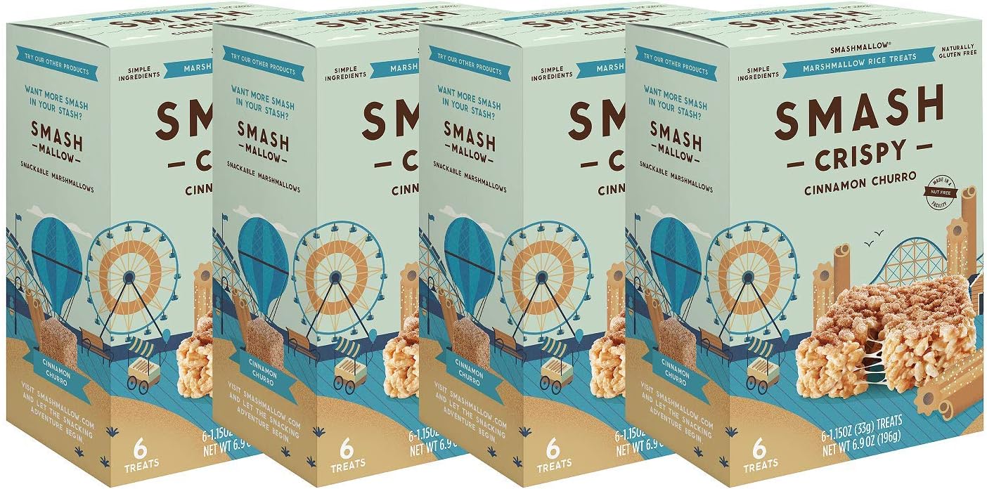 Cinnamon Churro Rice Crispy by SMASHMALLOW | Gluten Free | Non GMO | 24 Count
