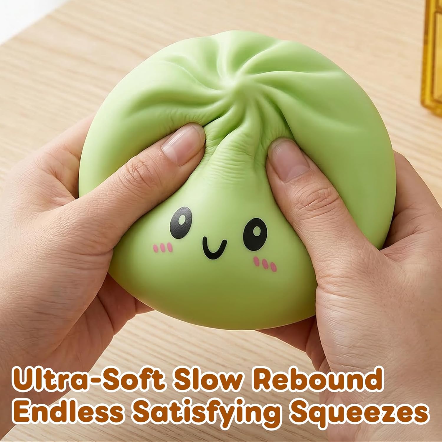 Glitter Dumpling, Glitter Dumpling Squishy with Box, Glitter Squishy Dumplings Sensory Squeeze Toy for Stress Relief (Green)