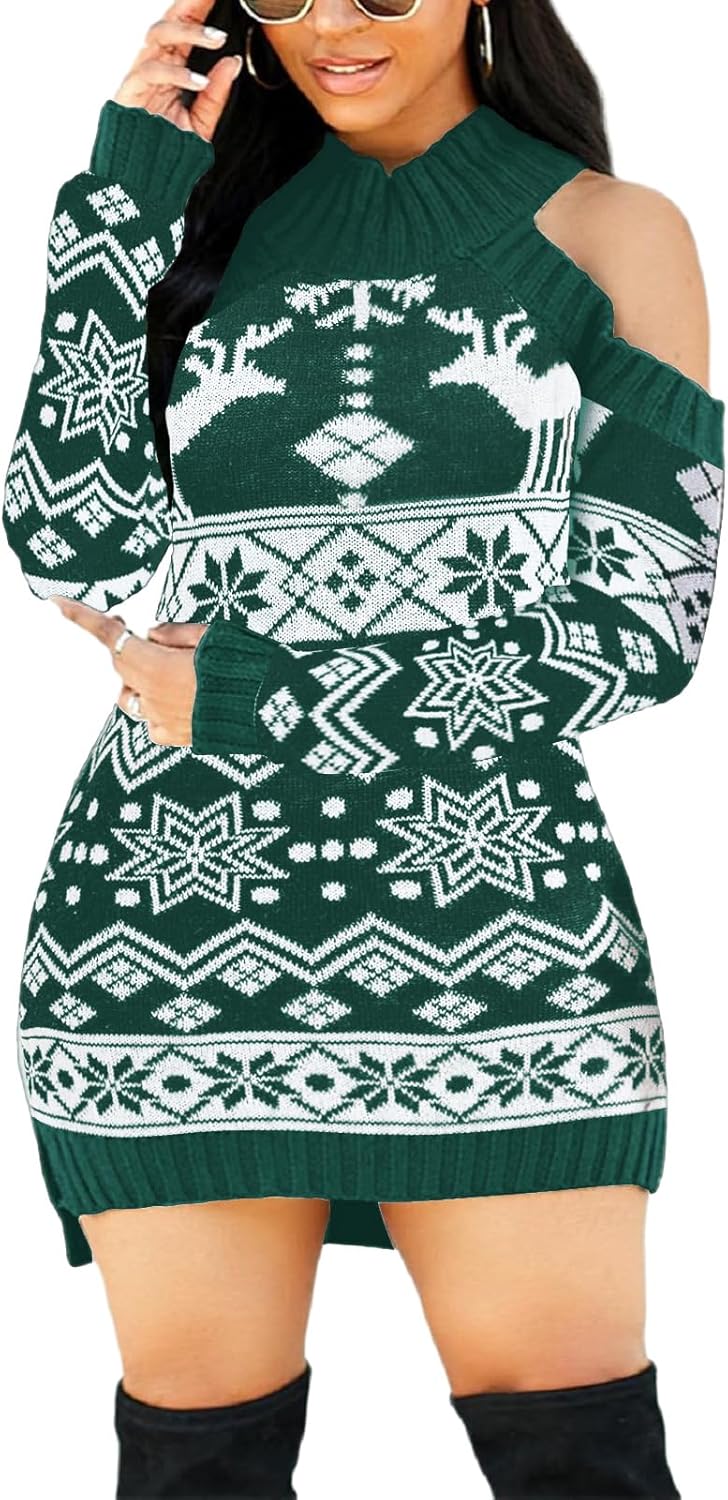 Sweater Dresses for Women Casual Sexy Off Shoulder Long Sleeve Knit Pullover Winter Pullover Dress
