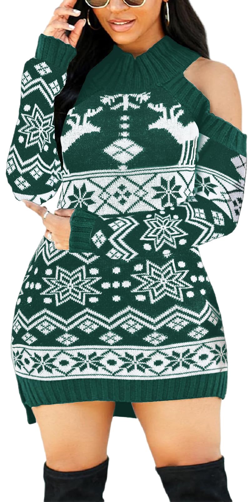 Sweater Dresses for Women Casual Sexy Off Shoulder Long Sleeve Knit Pullover Winter Pullover Dress