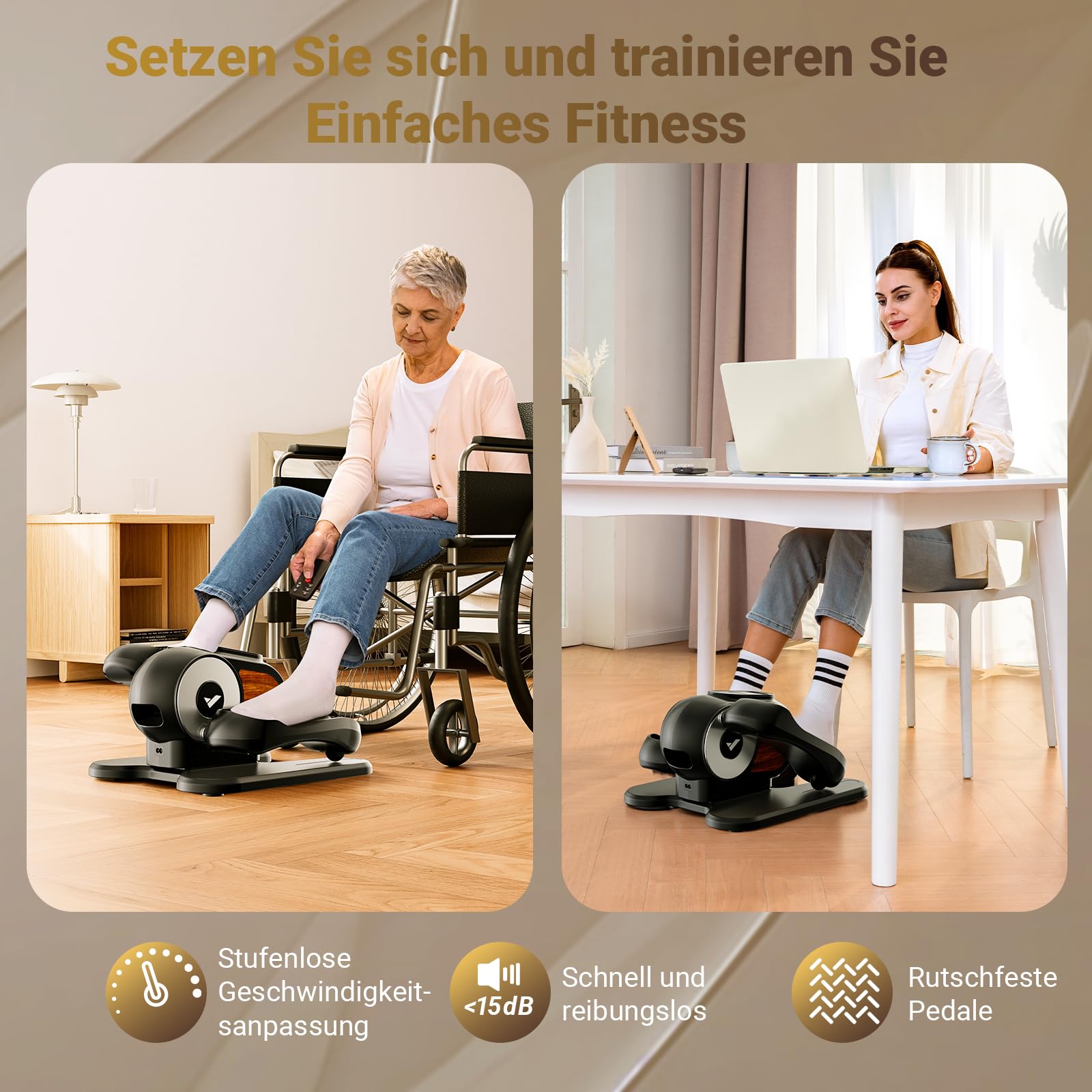 MERACH Mini Ellipsentrainer Elektrischer Crosstrainer mit Fernbedienung, 12 Geschwindigkeiten, Leise & Tragbar