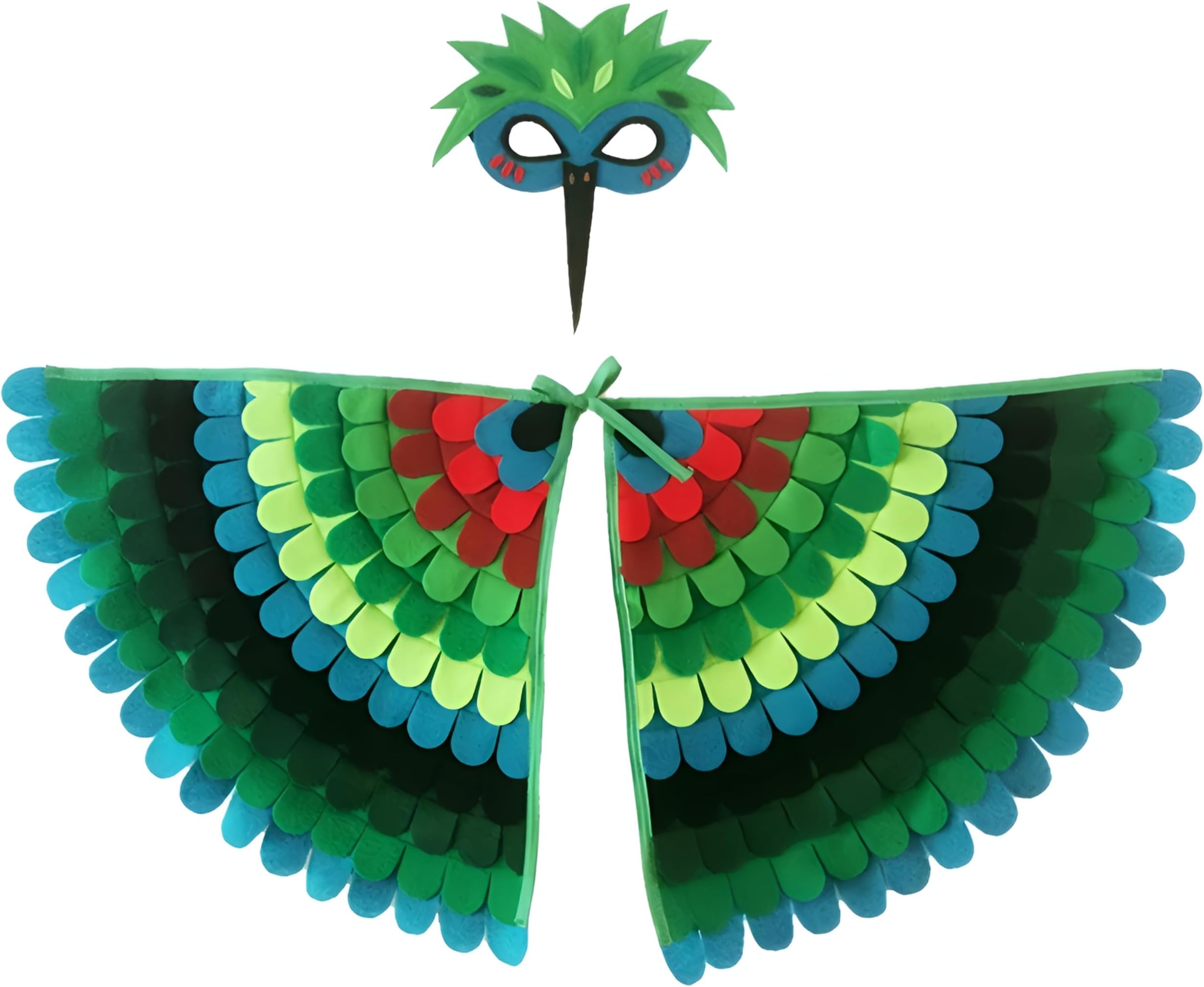 Kids Bird Wings Costume For Age 3~8 Years,Bird Owl And Peacock Masque Owl Dress Up,Boys Girls Felt Eye Masque And Wings Set,Halloween Colorful Fancy Dress
