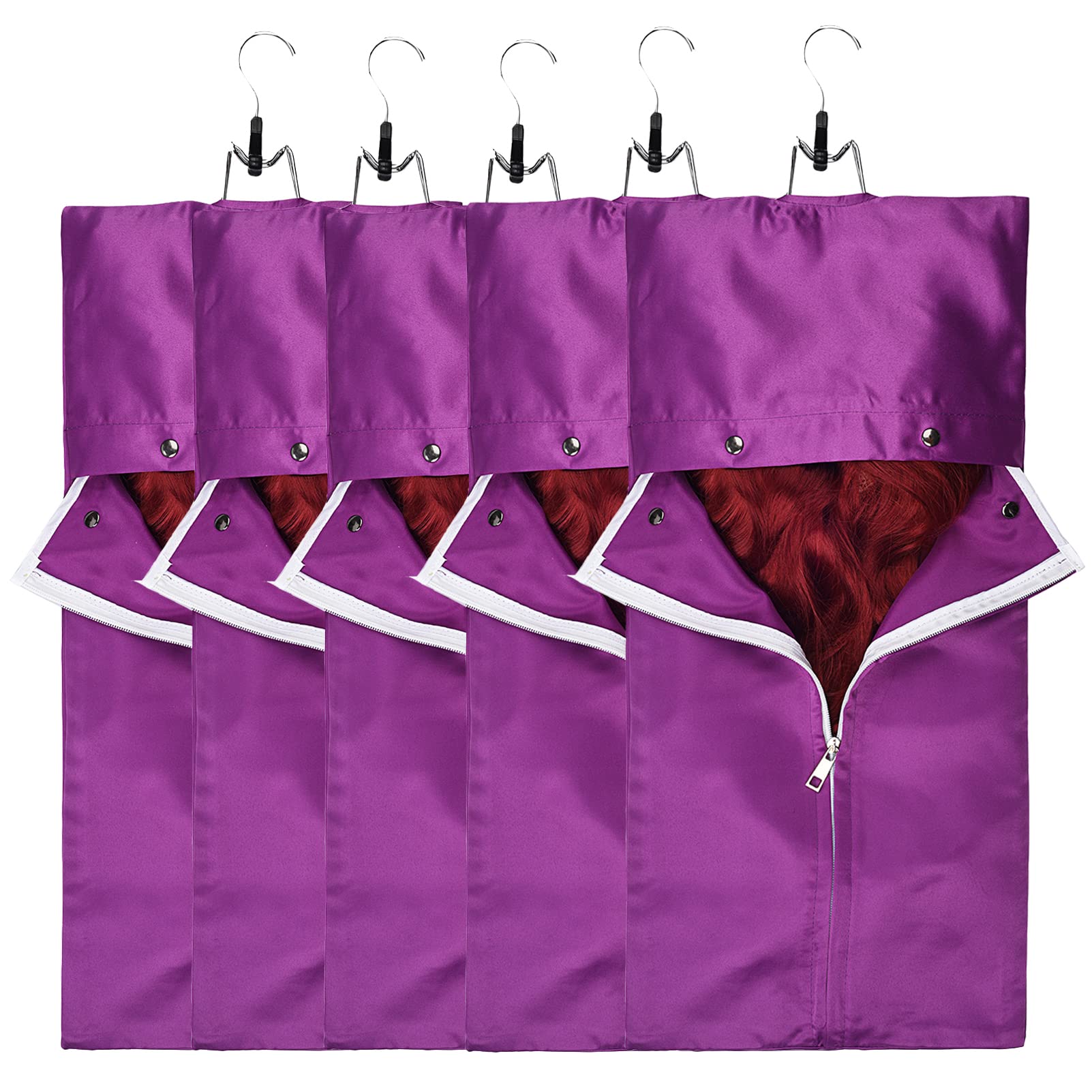 Sac de rangement pour perruques violet en satin idéal voyage