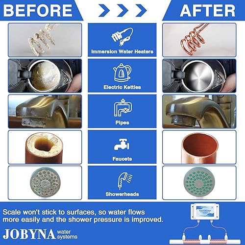 Miniatura 5 de JOBYNA Sistema electrónico de descalcificación de agua, sistemas alternativos de suavizador de agua sin sal y químicos para toda la casa, evita la