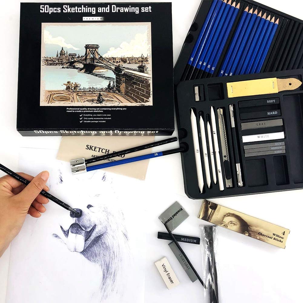 Ensemble de croquis et de dessin d'artiste professionnel, Kit complet de crayons, idéal pour les débutants et les professionnels, outils d'art de croquis
