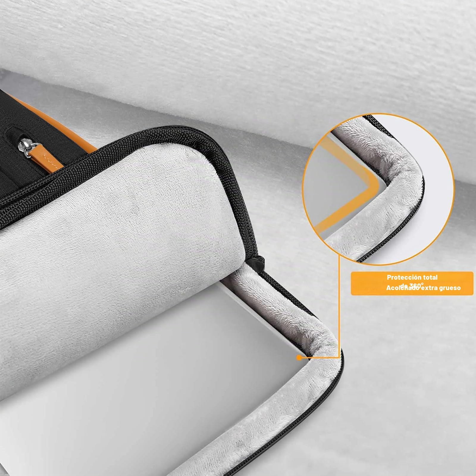 MOSISO 360 Funda Portátil 13,3 Pulgadas, 13 a 13,3 Pulgadas Laptop Bolsa Compatible con MacBook Air/Pro 13/Pro 14, HP Acer, Bolsa Lateral Abierta con 4 Bolsillos con Cremallera&Mango,Negro