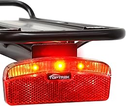 toptrek Bicycle Rear Light Dynamo and E-Bike, StVZO Approved Rear Light Bicycle Pannier Rack with Reflector, LED Rear Light Bicycle Dynamo with 8 cm Hole Spacing, IPX4 Waterproof Bicycle Light Rear