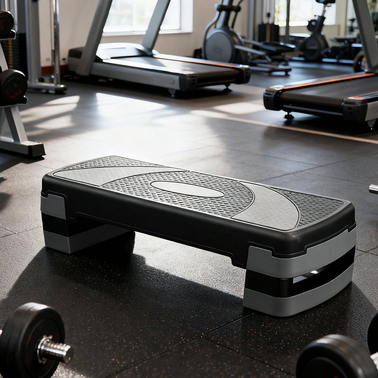 Brrnoo Platforma do ćwiczeń Fitness 78 Cm Antypoślizgowy Stepper do ćwiczeń | Regulowane 3-stopniowe Przełożenia, Solidna Konstrukcja z Siatki ABS, Domowy Trening w Siłowni, kompatybilność z jogą
