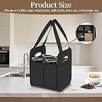 Vista 2 de Porta bebidas de 4 tazas con asa, portavasos reutilizables para bebidas, portátil, plegable, aislante, para taza de café, para entrega y carrito