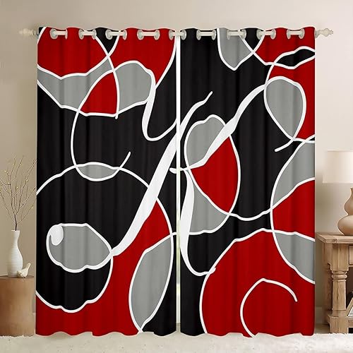 Cortinas geométricas de oscurecimiento geométrico para sala de estar, niños, con líneas de rayas, cortinas opacas de arte abstracto moderno, lujoso,