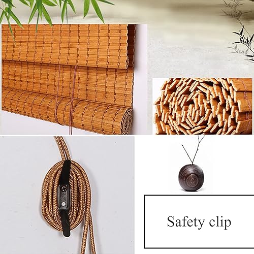 Miniatura 6 de KDDEON - Pantalla enrollable de bambú para ventana de jengibre, color amarillo y ancho (39.4 x 39.4in, 39.4 x 39.4in), color amarillo