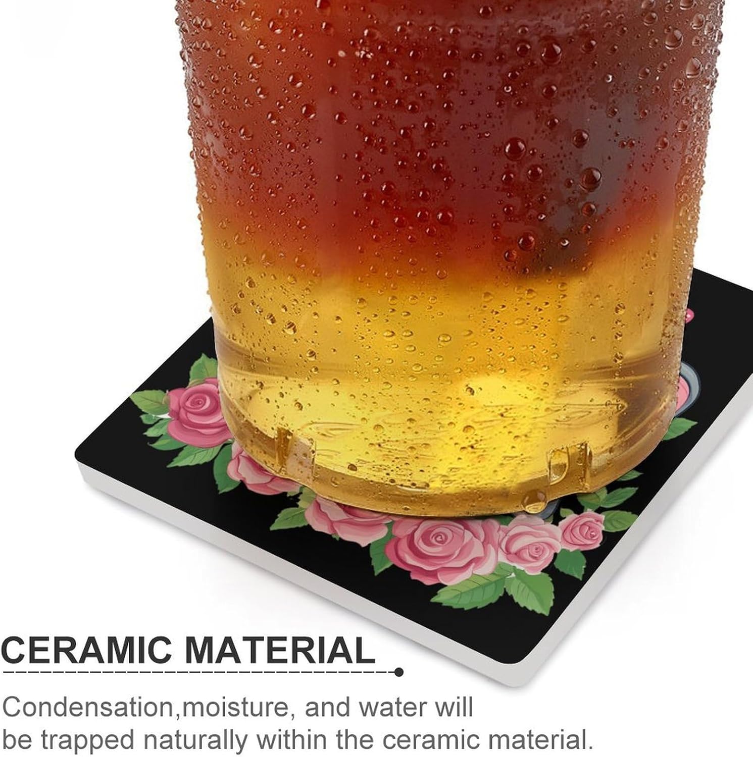 Elephant Ceramic Coasters Set Square Drink Coasters Table Coaster for Kitchen Desktop Decor