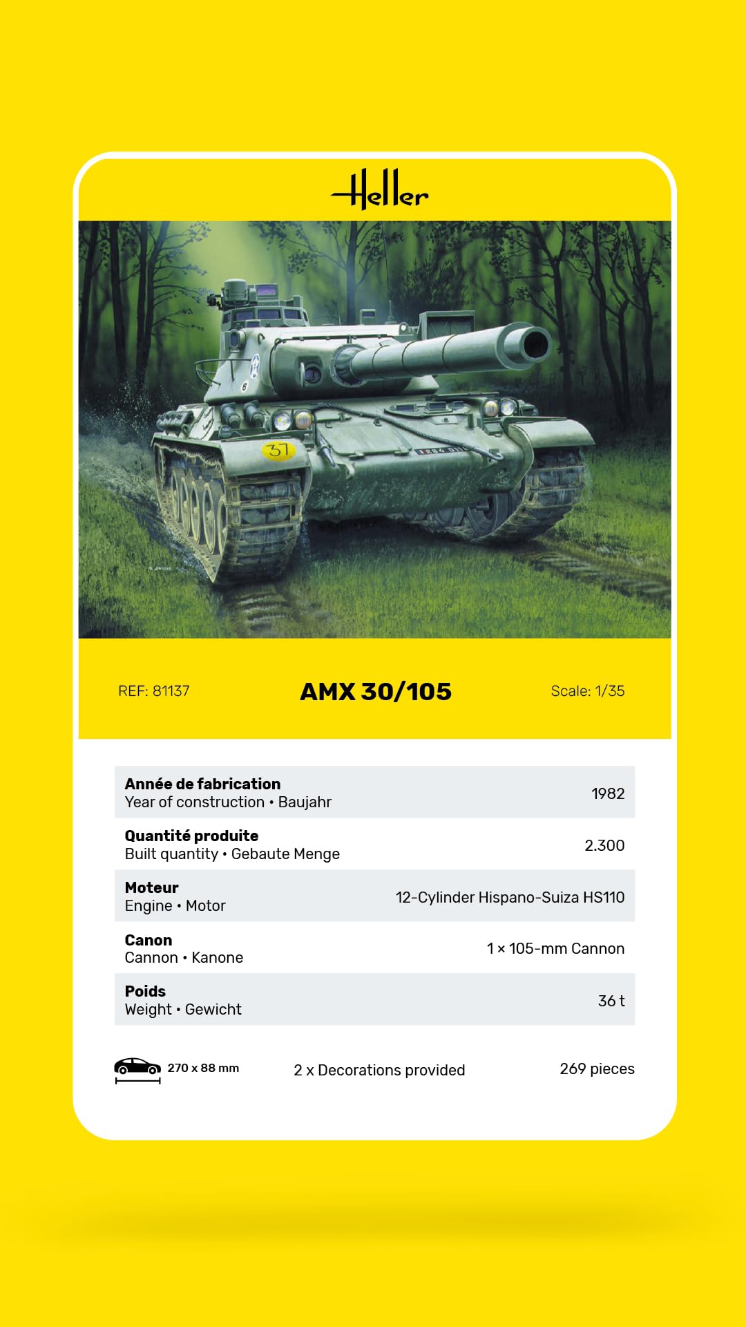 Heller - 81137 - Construction Et Maquettes - Amx 30/105 - Echelle 1/35ème