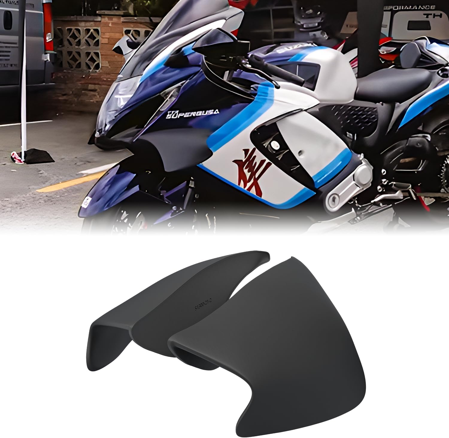 Motorcycle Fairing Winglets for Suzuki Air Deflectors Side Wind Wing; Motorcycle Winglet Accessories for Suzuki Hayasuba GSX-R1300 GSX1300R 2021-2025 (Bright Carbon Paint)