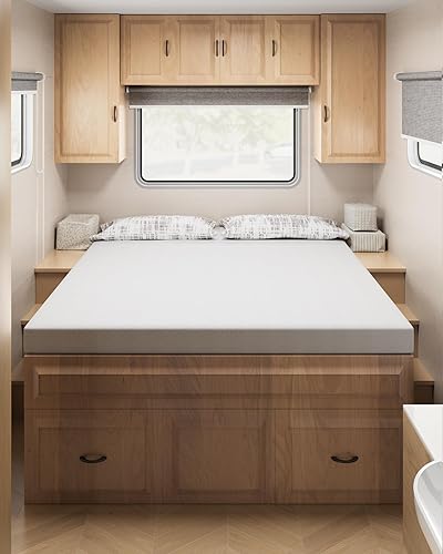 Ferlizer Cubrecolchón de espuma viscoelástica de 4 pulgadas para RV con funda ultrasuave, certificado CertiPUR-US, 72 x 80 pulgadas