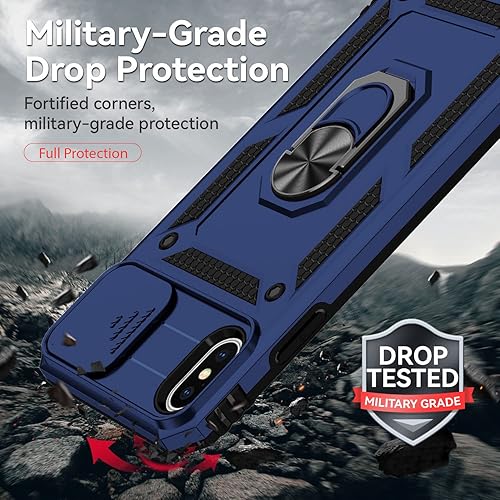 Miniatura 4 de Funda para iPhone X, iPhone Xs, con protector de pantalla deslizante para cámara HD, protección de cámara soporte giratorio magnético funda