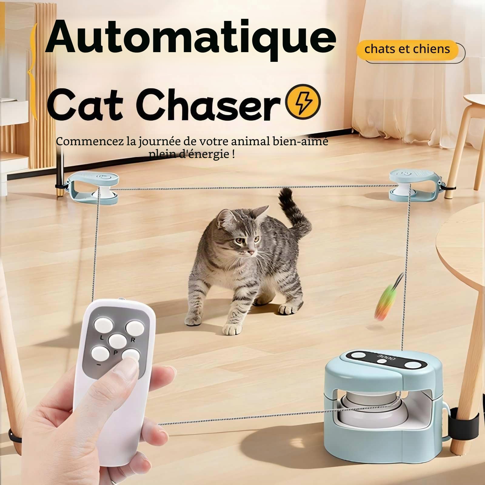 Jouet interactif pour chat d'intérieur - 3 vitesses - Auto/manuel - Jouet d'exercice d'enrichissement pour chats d'intérieur ennuyés