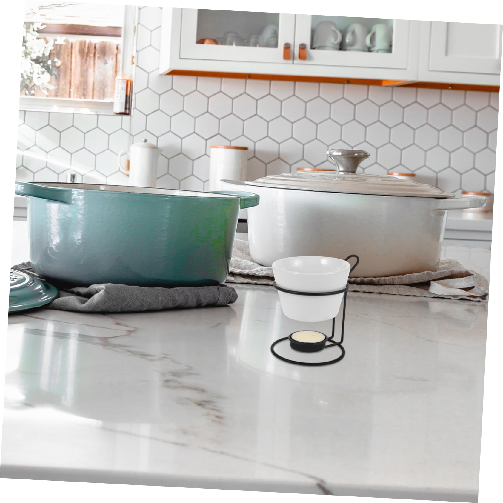 Amosfun 2sets Scaldaburro in Ceramica per Cioccolato o Formaggio Set per Fonduta Pentola in Ceramica per Fonduta Pentola Scaldaformaggio per Uso Domestico