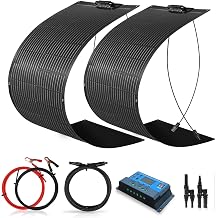 200W Solarpanel-Kit Flexibel 12V Set Schwarz Flexibles Solarmodule Solaranlage Wohnmobil Komplettset+20A 12V/24V Solarladeregler + Solarkabel Wohnwagen Boot Camper Camping Autodach Balkon