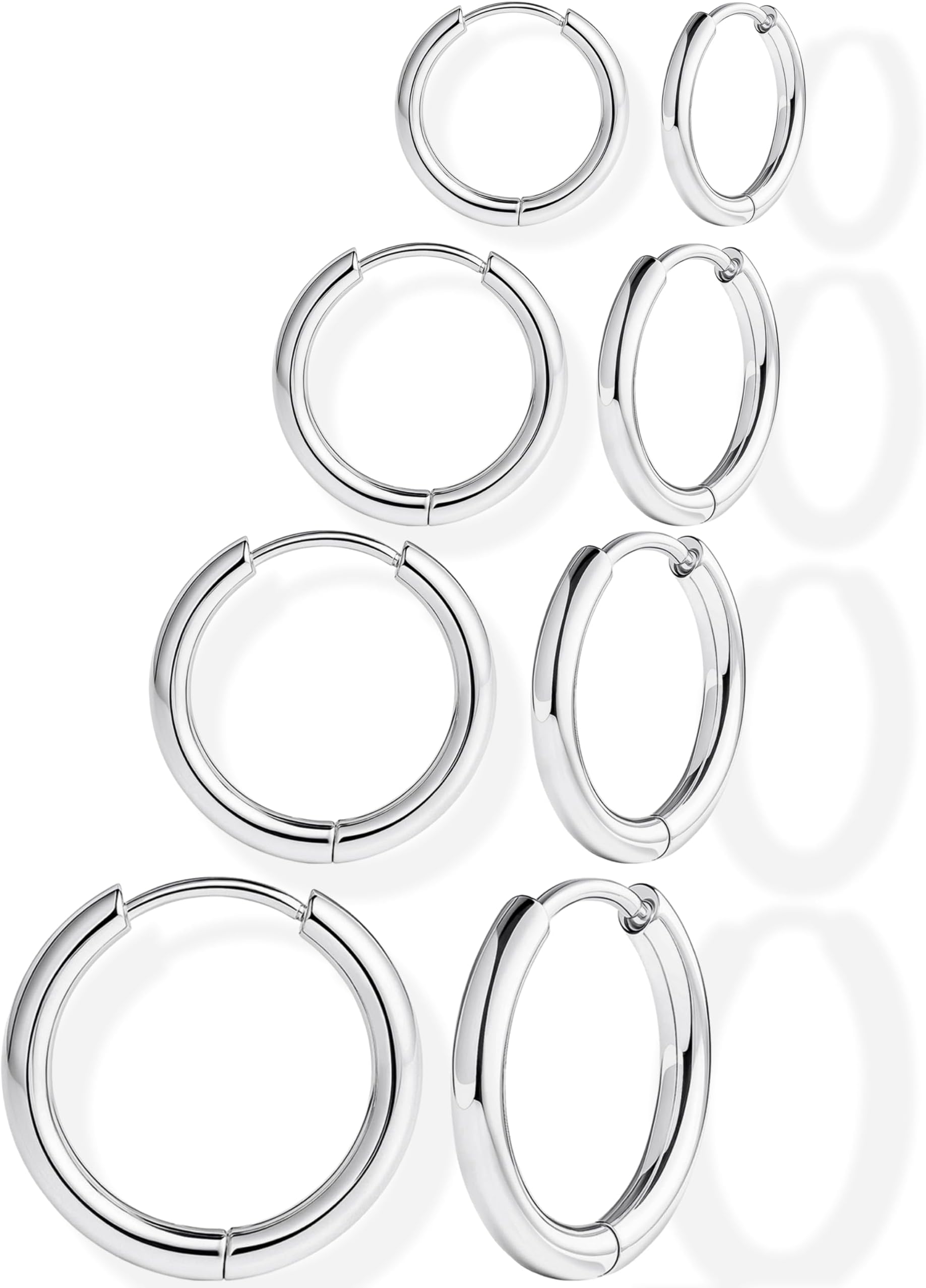316L Surgical Stainless Steel Hoop Earrings Set for Women 6mm 8mm 10mm 12mm Hypoallergenic Lightweight Cute Mini Cartilage Helix Targus Conch Rook Lobes Sleeper Everyday Earrings for Multiple Piercing