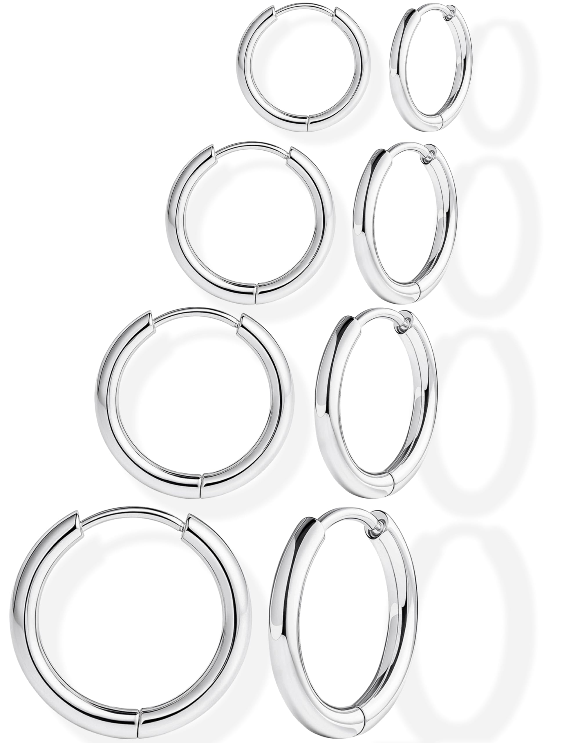 316L Surgical Stainless Steel Hoop Earrings Set for Women 6mm 8mm 10mm 12mm Hypoallergenic Lightweight Cute Mini Cartilage Helix Targus Conch Rook Lobes Sleeper Everyday Earrings for Multiple Piercing