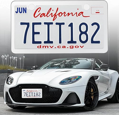 Vista 11 de Amiss Paquete de 2 marcos de matrícula sólidos a prueba de óxido, 2 agujeros cuadrados de acero inoxidable, cubiertas protectoras de placa con tapas