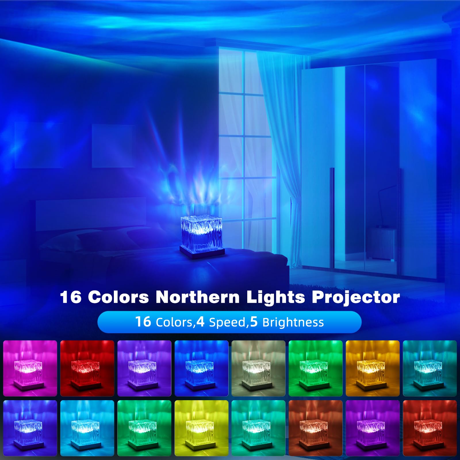 Dreamy Cubby Luce notturna alla moda, luce del proiettore galassia, LED cambia colore e circuito di modalità, moderna/futuristica/tema spaziale, luce per bambini, camera da letto/festa/sala giochi