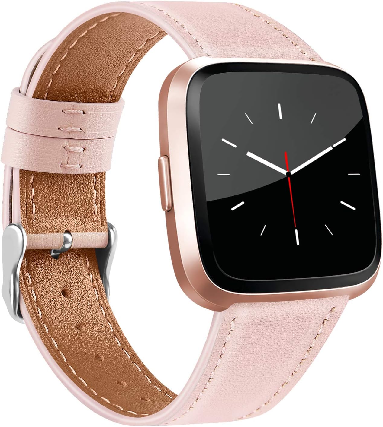 VANCLE Leather Band Compatible with Fitbit Versa Bands, Fitbit Versa Lite/Versa 2 Leather Bands and Fitbit Versa SE Accessories Bands for Women Men