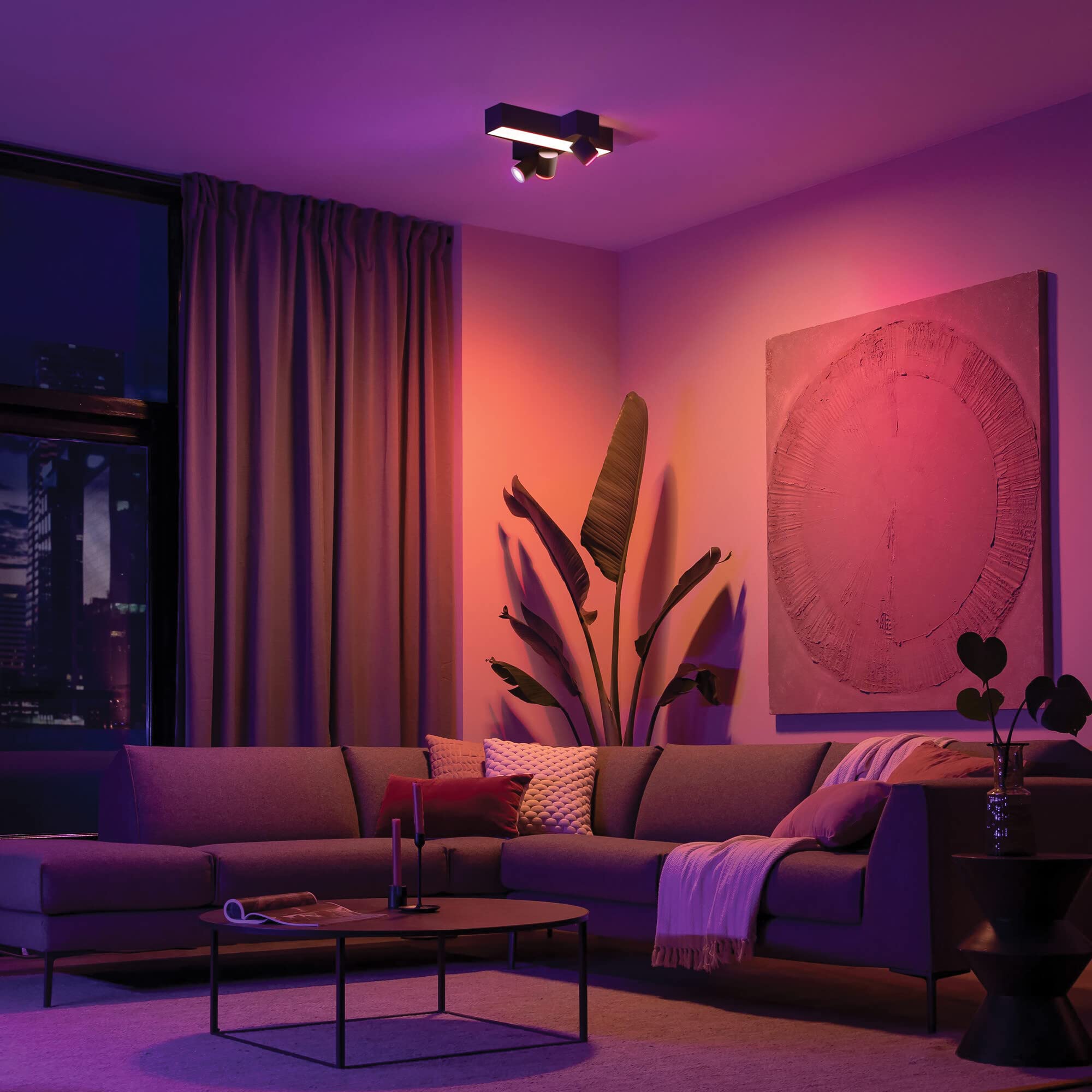 Philips Hue – Lámpara inteligente Hue Centris, con 3 Focos LED Inteligentes cruzados, Luz Blanca y de Colores, Compatible con Alexa y Google Home, 40cm - Color Negro [Clase de eficiencia energética A]