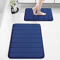 Vista 55 de Buganda Juego de 2 tapetes de baño de espuma viscoelástica y tapete para inodoro en forma de U, lavable a máquina, suave, antideslizante, Negro