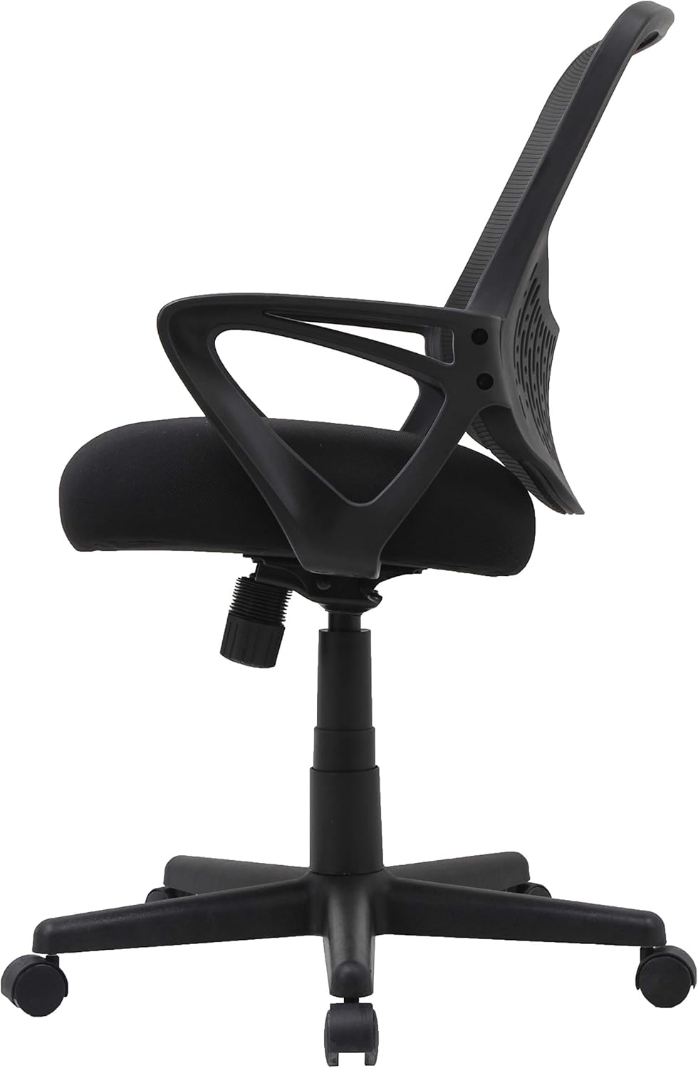 Side view of the Lorell LLR99846 Mesh Mid-Back Task Chair