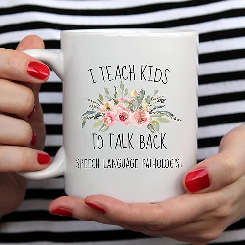 Miniatura 4 de YouNique Designs Taza de café SLP I Teach Kids to Talk Back, 11 onzas, taza de patología del habla y lenguaje para mujeres, regalo patólogo