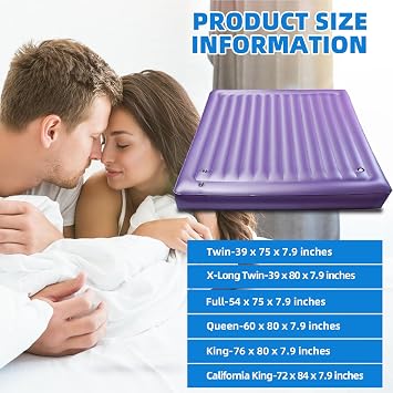 95% Small Wave Water Mattress with 200W Adjustable Water Bed Heater, Water and Air Dual Use, PVC Softside Foldable Mattress, Double Exhaust Hole, Durable & Ergonomic (Queen - 60 x80)