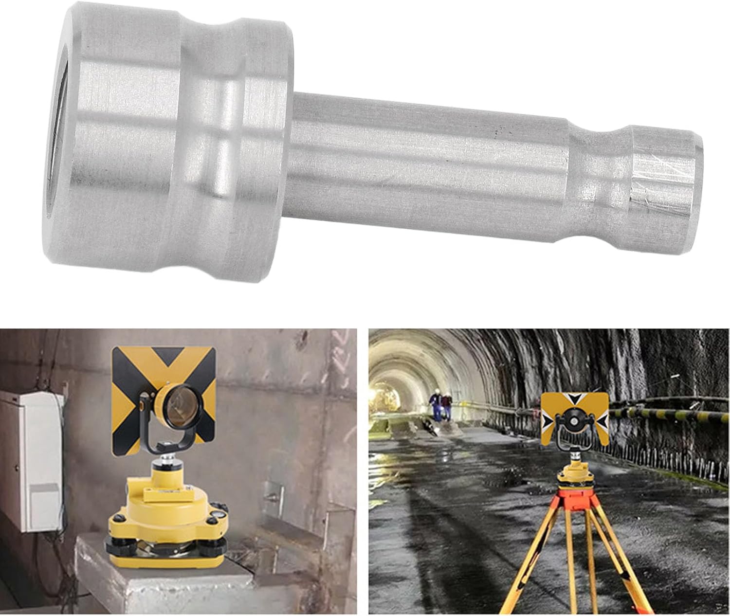 Garosa Prism Pole Mount Adapter Quick Release Stainless Steel AD L09 Female Connect to Thread 5/8in‑11 RTK GPS Total Station Prism Adapter for Surveying Poles Base Tripod